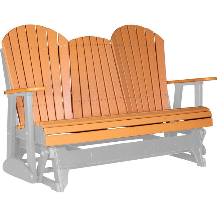LuxCraft Copy of LuxCraft Tangerine 5 ft. Recycled Plastic Adirondack Outdoor Glider With Cup Holder Tangerine on Dove Gray Adirondack Glider 5APGTDG-CH