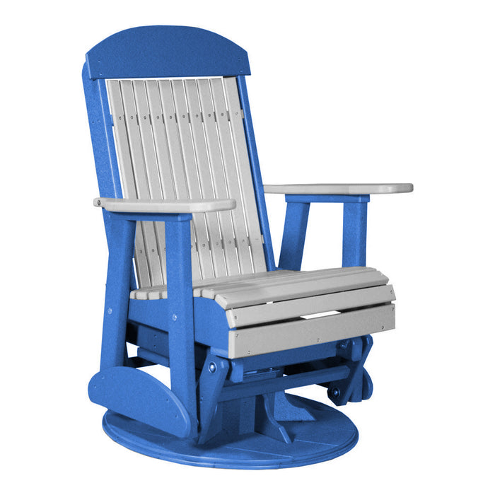 LuxCraft Gray 2 foot Classic Highback Recycled Plastic Swivel Glider Chair With Cup Holder