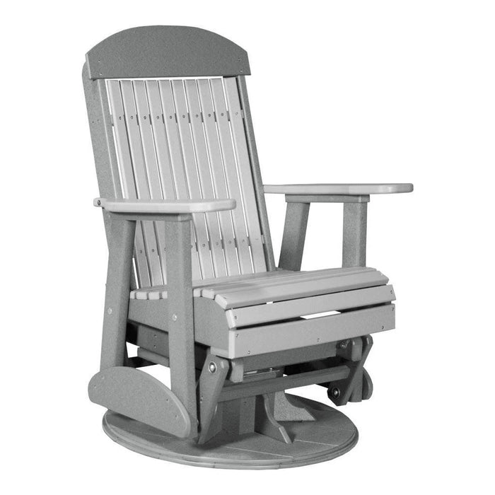 LuxCraft Gray 2 foot Classic Highback Recycled Plastic Swivel Glider Chair With Cup Holder