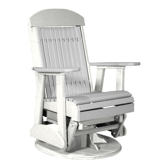 LuxCraft Gray 2 foot Classic Highback Recycled Plastic Swivel Glider Chair With Cup Holder