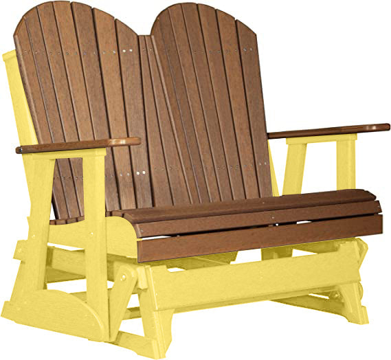 LuxCraft LuxCraft Antique Mahogany 4 ft. Recycled Plastic Adirondack Outdoor Glider Antique Mahogany on Yellow Adirondack Glider 4APGAMY