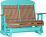 LuxCraft LuxCraft Antique Mahogany 4 ft. Recycled Plastic Highback Outdoor Glider Bench Antique Mahogany on Aruba Blue Highback Glider 4CPGAMAB