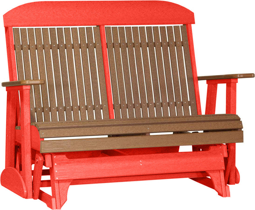 LuxCraft LuxCraft Antique Mahogany 4 ft. Recycled Plastic Highback Outdoor Glider Bench Antique Mahogany Red Highback Glider 4CPGAMR