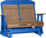 LuxCraft LuxCraft Antique Mahogany 4 ft. Recycled Plastic Highback Outdoor Glider Bench With Cup Holder Antique Mahogany on Blue Highback Glider