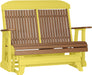 LuxCraft LuxCraft Antique Mahogany 4 ft. Recycled Plastic Highback Outdoor Glider Bench With Cup Holder Antique Mahogany Yellow Highback Glider