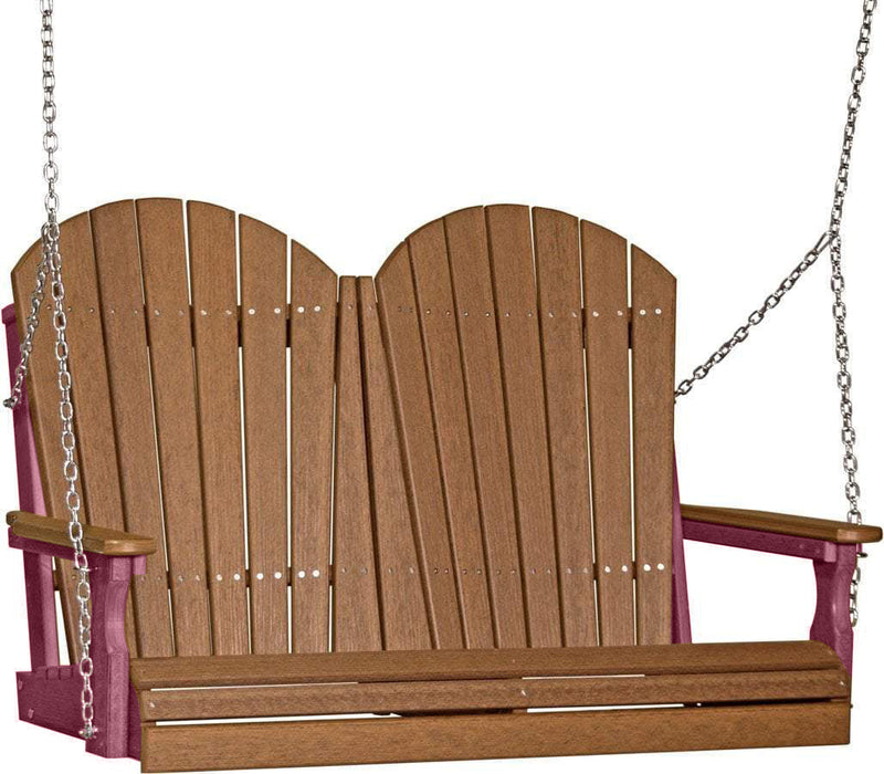 LuxCraft LuxCraft Antique Mahogany Adirondack 4ft. Recycled Plastic Porch Swing Antique Mahogany on Cherrywood / Adirondack Porch Swing Porch Swing 4APSAMCW