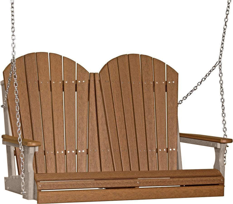 LuxCraft LuxCraft Antique Mahogany Adirondack 4ft. Recycled Plastic Porch Swing Antique Mahogany on Weatherwood / Adirondack Porch Swing Porch Swing 4APSAMWW