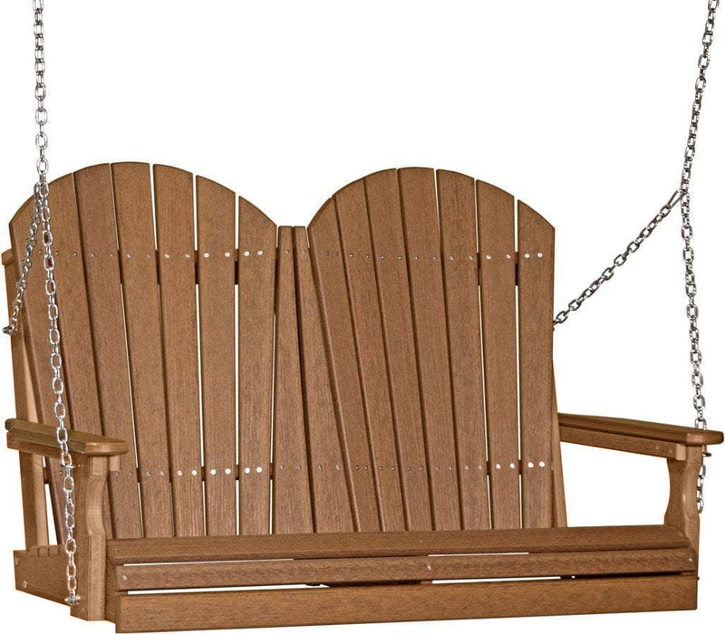 LuxCraft LuxCraft Antique Mahogany Adirondack 4ft. Recycled Plastic Porch Swing with Cup Holder Antique Mahogany on Cedar / Adirondack Porch Swing Porch Swing 4APSAMC-CH