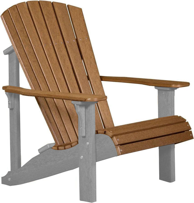 LuxCraft LuxCraft Antique Mahogany Deluxe Recycled Plastic Adirondack Chair Antique Mahogany on Dove Gray Adirondack Deck Chair
