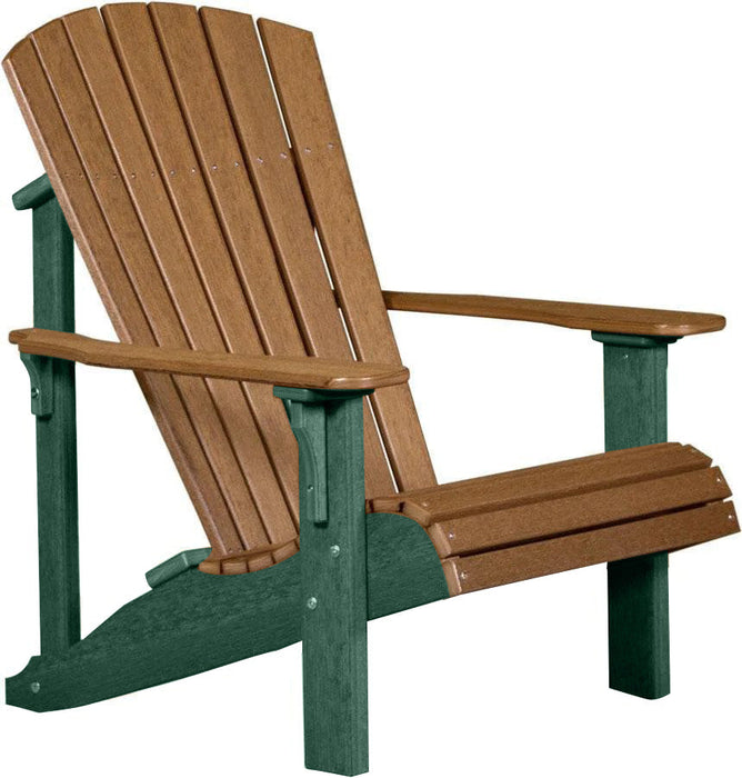 LuxCraft LuxCraft Antique Mahogany Deluxe Recycled Plastic Adirondack Chair Antique Mahogany on Green Adirondack Deck Chair