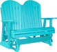 LuxCraft LuxCraft Aruba Blue 4 ft. Recycled Plastic Adirondack Outdoor Glider With Cup Holder Aruba Blue Adirondack Glider 4APGAB-CH