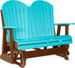 LuxCraft LuxCraft Aruba Blue 4 ft. Recycled Plastic Adirondack Outdoor Glider With Cup Holder Aruba Blue on Antique Mahogany Adirondack Glider 4APGABAM-CH