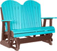 LuxCraft LuxCraft Aruba Blue 4 ft. Recycled Plastic Adirondack Outdoor Glider With Cup Holder Aruba Blue on Chestnut Brown Adirondack Glider 4APGABCB-CH