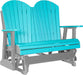 LuxCraft LuxCraft Aruba Blue 4 ft. Recycled Plastic Adirondack Outdoor Glider With Cup Holder Aruba Blue on Gray Adirondack Glider 4APGABGR-CH