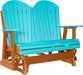 LuxCraft LuxCraft Aruba Blue 4 ft. Recycled Plastic Adirondack Outdoor Glider With Cup Holder Aruba Blue on Tangerine Adirondack Glider 4APGABT-CH