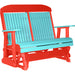 LuxCraft LuxCraft Aruba Blue 4 ft. Recycled Plastic Highback Outdoor Glider Bench With Cup Holder Aruba Blue Red Highback Glider 4CPGABR