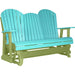 LuxCraft LuxCraft Aruba Blue 5 ft. Recycled Plastic Adirondack Outdoor Glider With Cup Holder Aruba Blue on Lime Green Adirondack Glider 5APGABLG-CH