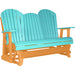 LuxCraft LuxCraft Aruba Blue 5 ft. Recycled Plastic Adirondack Outdoor Glider With Cup Holder Aruba Blue on Tangerine Adirondack Glider 5APGABT-CH