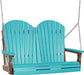 LuxCraft LuxCraft Aruba Blue Adirondack 4ft. Recycled Plastic Porch Swing With Cup Holder Aruba Blue on Chestnut Brown / Adirondack Porch Swing Porch Swing 4APSABCB-CH