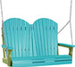LuxCraft LuxCraft Aruba Blue Adirondack 4ft. Recycled Plastic Porch Swing With Cup Holder Aruba Blue on Lime Green / Adirondack Porch Swing Porch Swing 4APSABLG-CH