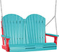 LuxCraft LuxCraft Aruba Blue Adirondack 4ft. Recycled Plastic Porch Swing With Cup Holder Aruba Blue on Red / Adirondack Porch Swing Porch Swing 4APSABR-CH