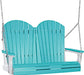 LuxCraft LuxCraft Aruba Blue Adirondack 4ft. Recycled Plastic Porch Swing With Cup Holder Aruba Blue on White / Adirondack Porch Swing Porch Swing 4APSABWH-CH