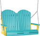 LuxCraft LuxCraft Aruba Blue Adirondack 4ft. Recycled Plastic Porch Swing With Cup Holder Aruba Blue on Yellow / Adirondack Porch Swing Porch Swing 4APSABY-CH