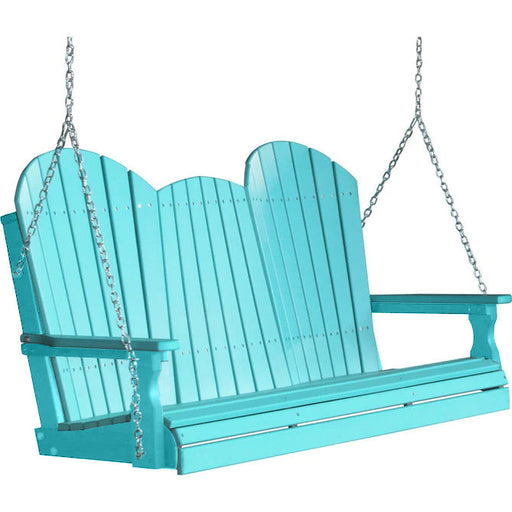 LuxCraft LuxCraft Aruba Blue Adirondack 5ft. Recycled Plastic Porch Swing With Cup Holder Aruba Blue / Adirondack Porch Swing Porch Swing 5APSAB-CH