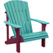 LuxCraft LuxCraft Aruba Blue Deluxe Recycled Plastic Adirondack Chair With Cup Holder Aruba Blue on Cherrywood Adirondack Deck Chair