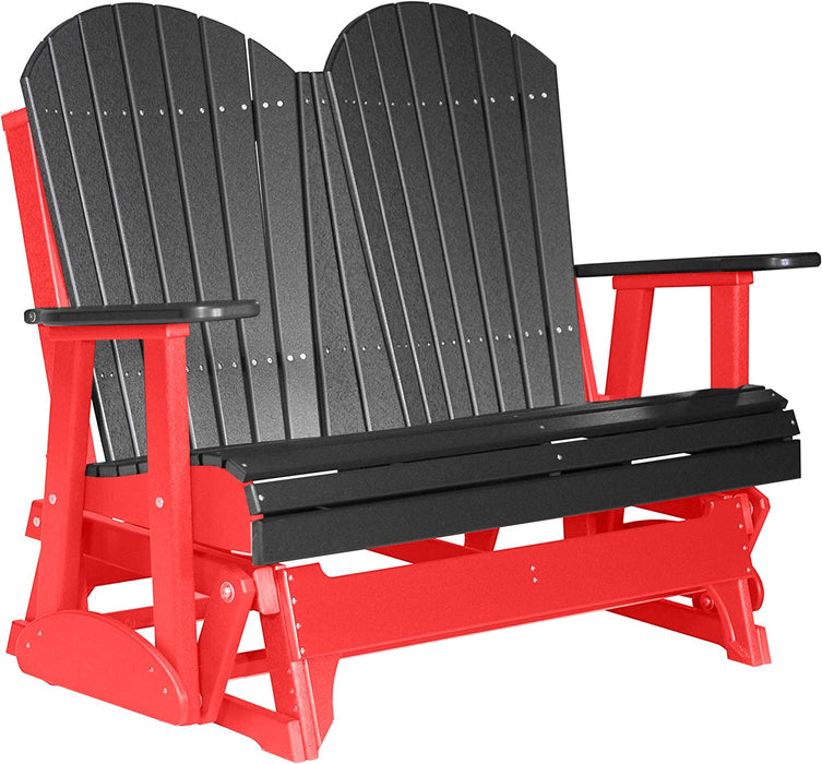 LuxCraft LuxCraft Black 4 ft. Recycled Plastic Adirondack Outdoor Glider Black on Red Adirondack Glider 4APGBKR