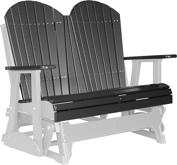 LuxCraft LuxCraft Black 4 ft. Recycled Plastic Adirondack Outdoor Glider Black on White Adirondack Glider 4APGBKWH