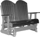 LuxCraft LuxCraft Black 4 ft. Recycled Plastic Adirondack Outdoor Glider With Cup Holder Black on Gray Adirondack Glider 4APGBKGR-CH
