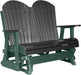 LuxCraft LuxCraft Black 4 ft. Recycled Plastic Adirondack Outdoor Glider With Cup Holder Black on Green Adirondack Glider 4APGBKG-CH