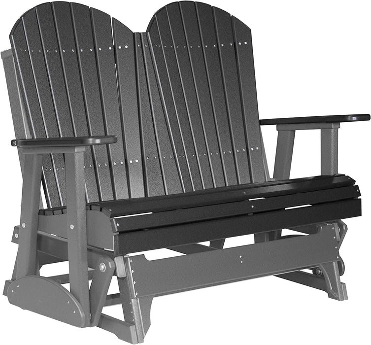 LuxCraft LuxCraft Black 4 ft. Recycled Plastic Adirondack Outdoor Glider With Cup Holder Black on Slate Adirondack Glider 4APGBKS-CH