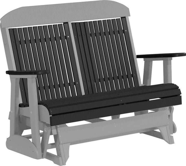 LuxCraft LuxCraft Black 4 ft. Recycled Plastic Highback Outdoor Glider Bench Black Gray Highback Glider 4CPGBKGR