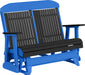 LuxCraft LuxCraft Black 4 ft. Recycled Plastic Highback Outdoor Glider Bench Black on Blue Highback Glider 4CPGBKBL