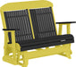 LuxCraft LuxCraft Black 4 ft. Recycled Plastic Highback Outdoor Glider Bench Black Yellow Highback Glider 4CPGBKY