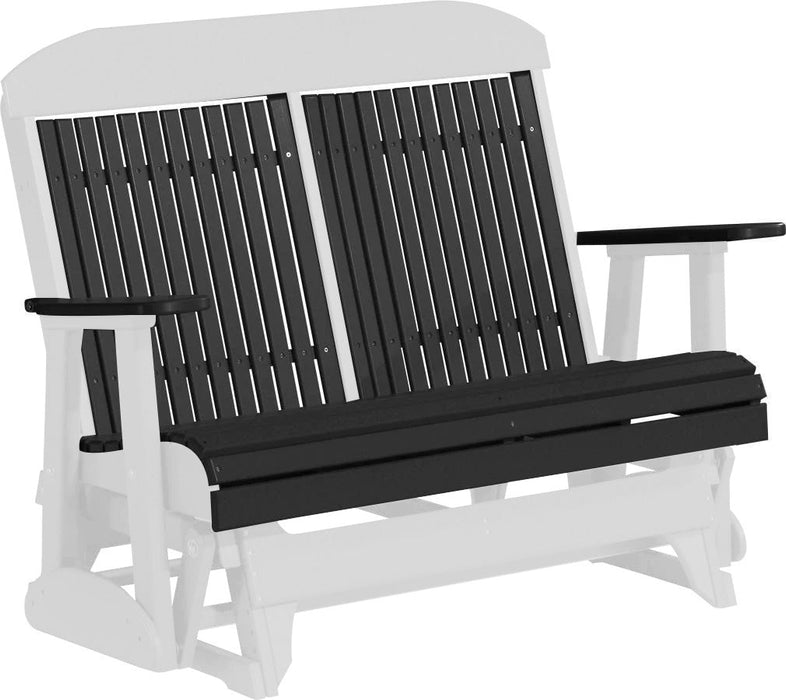 LuxCraft LuxCraft Black 4 ft. Recycled Plastic Highback Outdoor Glider Bench With Cup Holder Black White Highback Glider 4CPGBKWH-CH
