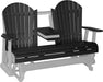 LuxCraft LuxCraft Black 5 ft. Recycled Plastic Adirondack Outdoor Glider With Cup Holder Black on Dove Gray Adirondack Glider 5APGBKDG-CH