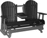 LuxCraft LuxCraft Black 5 ft. Recycled Plastic Adirondack Outdoor Glider With Cup Holder Black on Slate Adirondack Glider 5APGBKS-CH