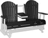 LuxCraft LuxCraft Black 5 ft. Recycled Plastic Adirondack Outdoor Glider With Cup Holder Black on White Adirondack Glider 5APGBKWH-CH