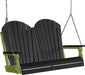 LuxCraft LuxCraft Black Adirondack 4ft. Recycled Plastic Porch Swing Black on Lime Green / Adirondack Porch Swing Porch Swing 4APSBKLG