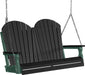 LuxCraft LuxCraft Black Adirondack 4ft. Recycled Plastic Porch Swing With Cup Holder Black on Green / Adirondack Porch Swing Porch Swing 4APSBKG-CH