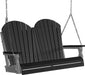 LuxCraft LuxCraft Black Adirondack 4ft. Recycled Plastic Porch Swing With Cup Holder Black on Slate / Adirondack Porch Swing Porch Swing 4APSBKS-CH