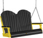 LuxCraft LuxCraft Black Adirondack 4ft. Recycled Plastic Porch Swing With Cup Holder Black on Yellow / Adirondack Porch Swing Porch Swing 4APSBKY-CH