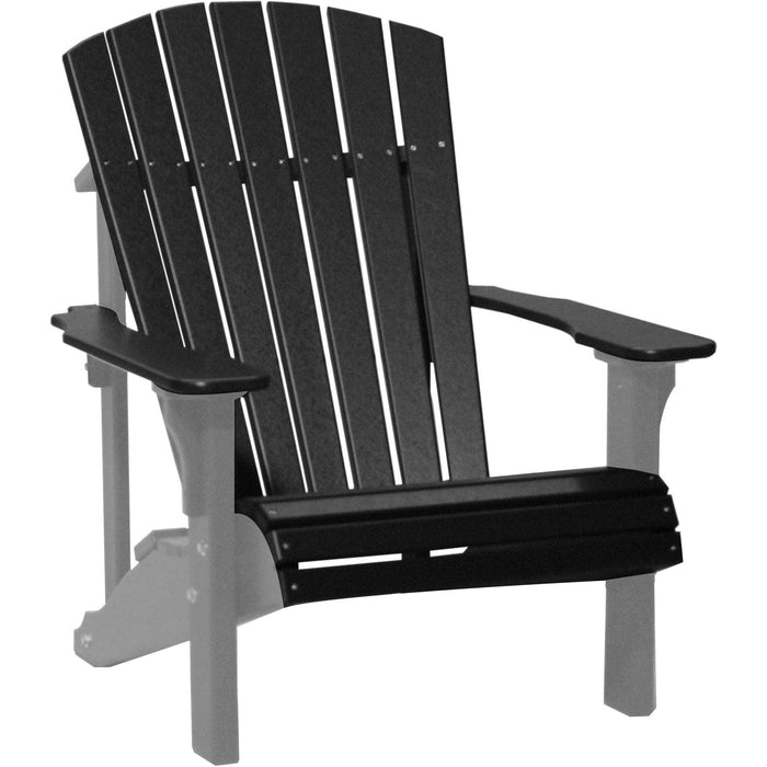 LuxCraft LuxCraft Black Deluxe Recycled Plastic Adirondack Chair Black on Dove Gray Adirondack Deck Chair PDACBKDG