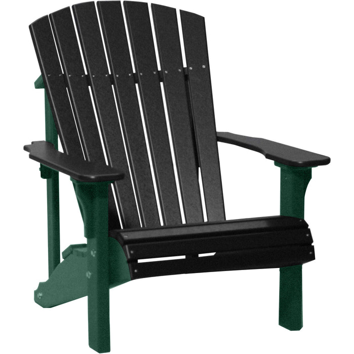 LuxCraft LuxCraft Black Deluxe Recycled Plastic Adirondack Chair With Cup Holder Adirondack Deck Chair
