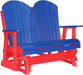 LuxCraft LuxCraft Blue 4 ft. Recycled Plastic Adirondack Outdoor Glider With Cup Holder Adirondack Glider