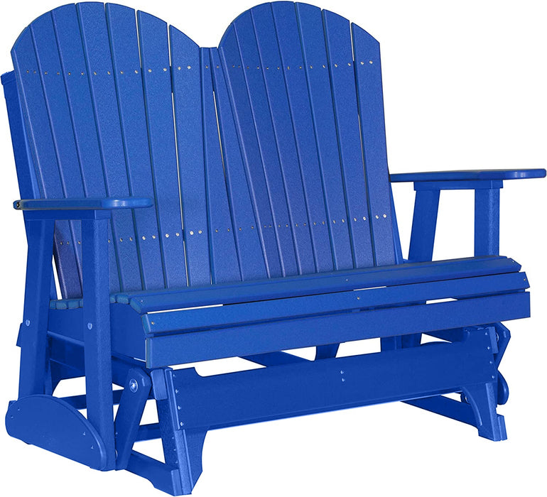 LuxCraft LuxCraft Blue 4 ft. Recycled Plastic Adirondack Outdoor Glider With Cup Holder Blue Adirondack Glider 4APGB-CH