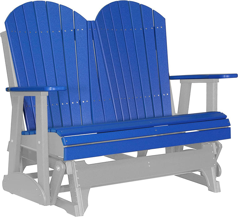 LuxCraft LuxCraft Blue 4 ft. Recycled Plastic Adirondack Outdoor Glider With Cup Holder Blue on Dove Gray Adirondack Glider 4APGBDG-CH